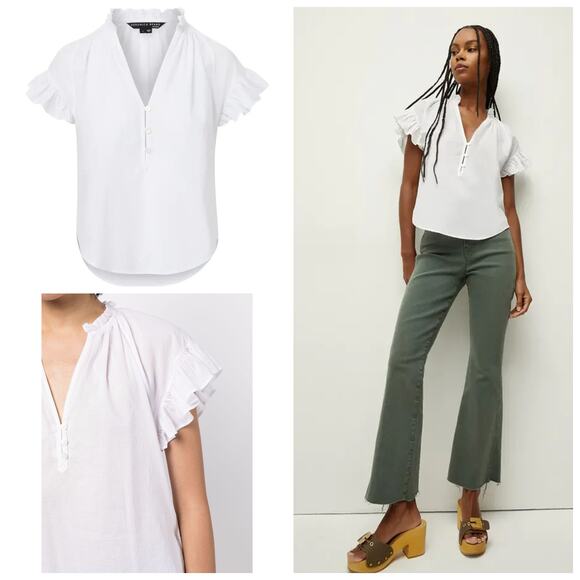 Veronica Beard Women's Milly Shirt Ruffle Short Sleeve NWT S NWT 228 - Picture 1 of 11